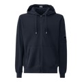 C.P. Company, Zip Hoodie aus leichtem Fleece, mit Lens-Detail, navy.