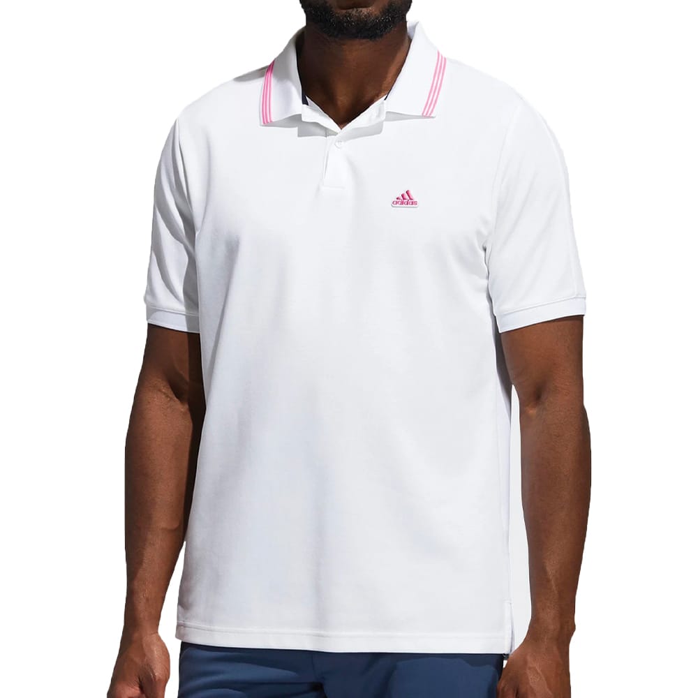 adidas Go-To Pique Polo Shirt - White/Screaming Pink