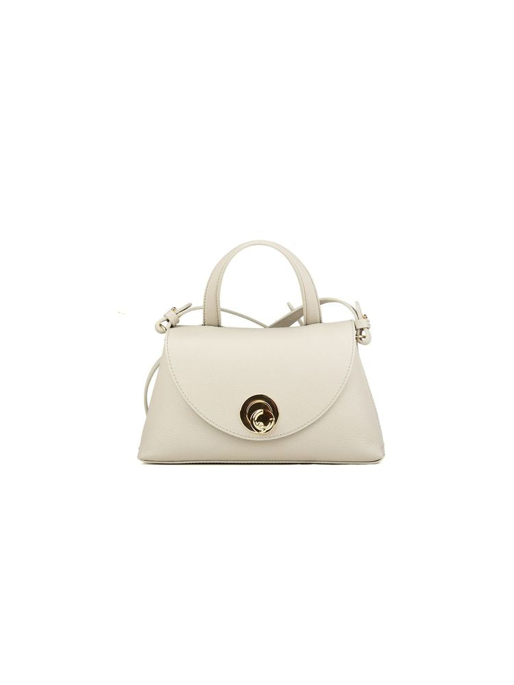 Coccinelle Bovine Leather Top Handle Bag — Beige