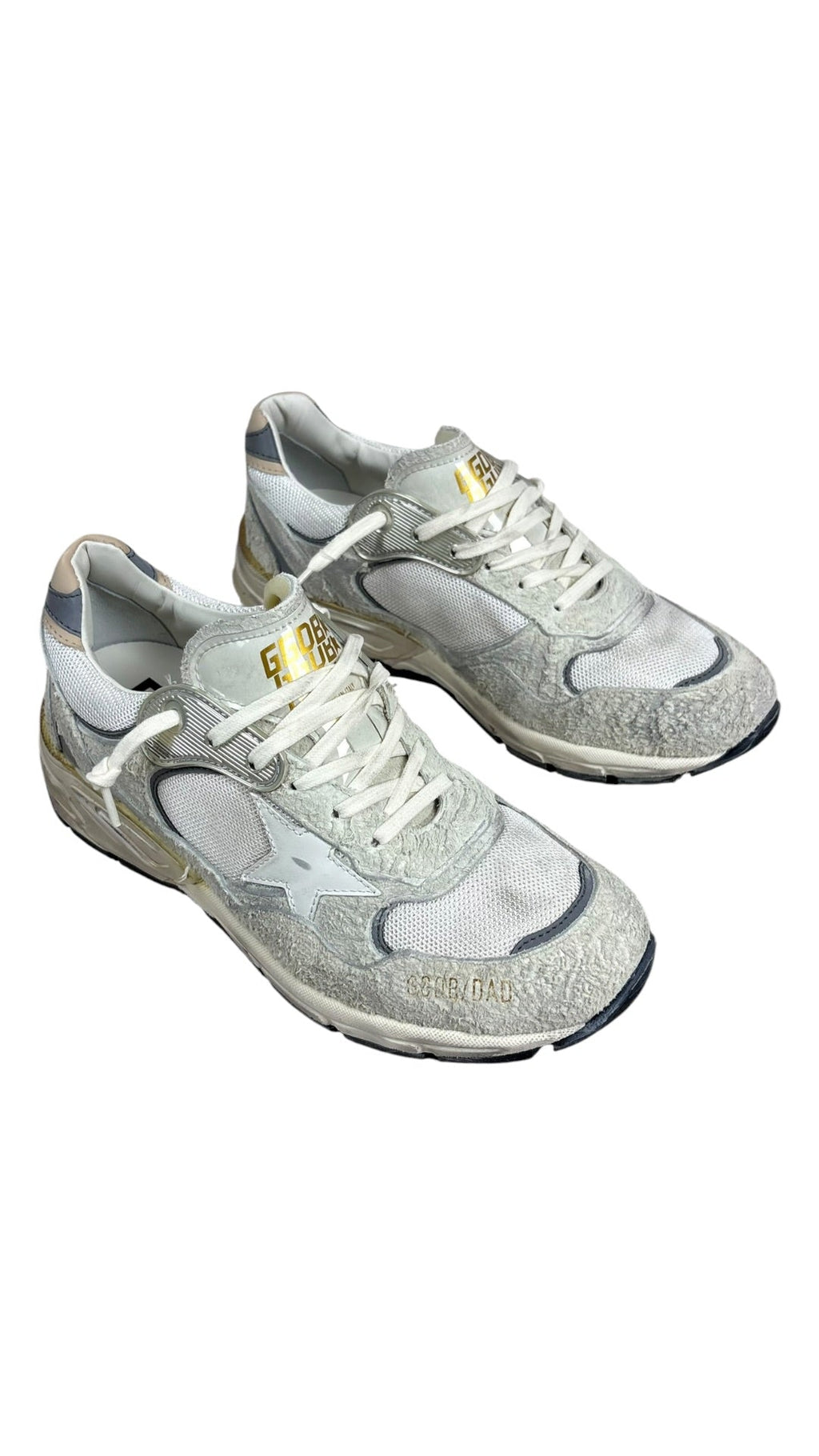 Sneakers Golden Goose Dad-Star daim et résille blanc argent - Neuf
