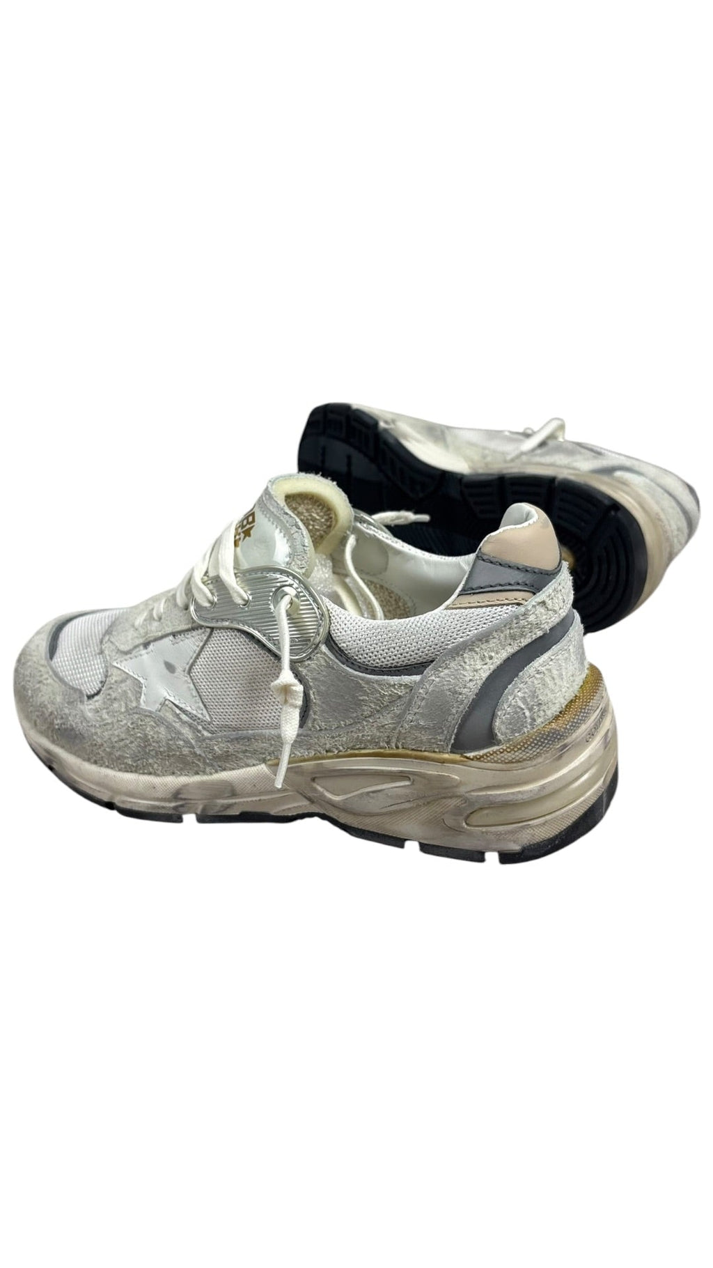 Sneakers Golden Goose Dad-Star daim et résille blanc argent - Neuf