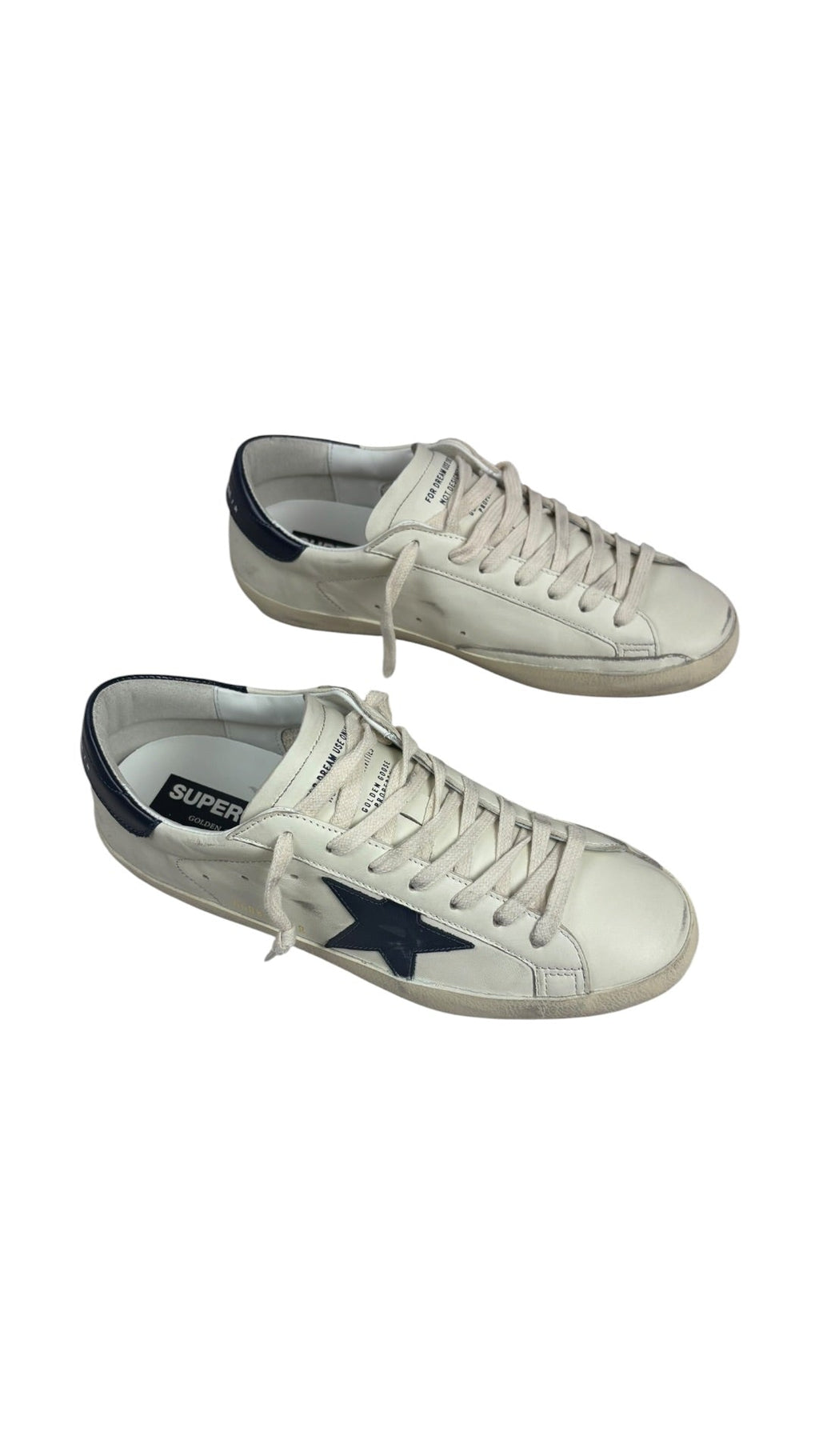 Sneakers Golden Goose Super-Star nappa beige bleu nuit - Neuf
