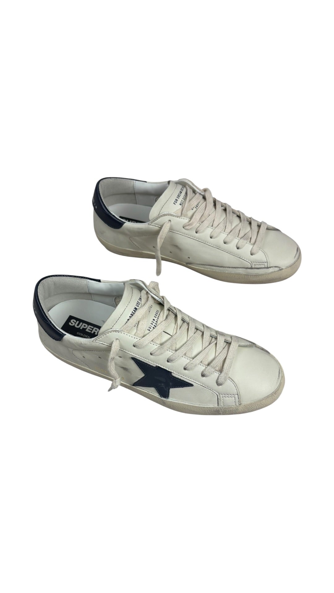 Sneakers Golden Goose Super-Star nappa beige bleu nuit - Neuf