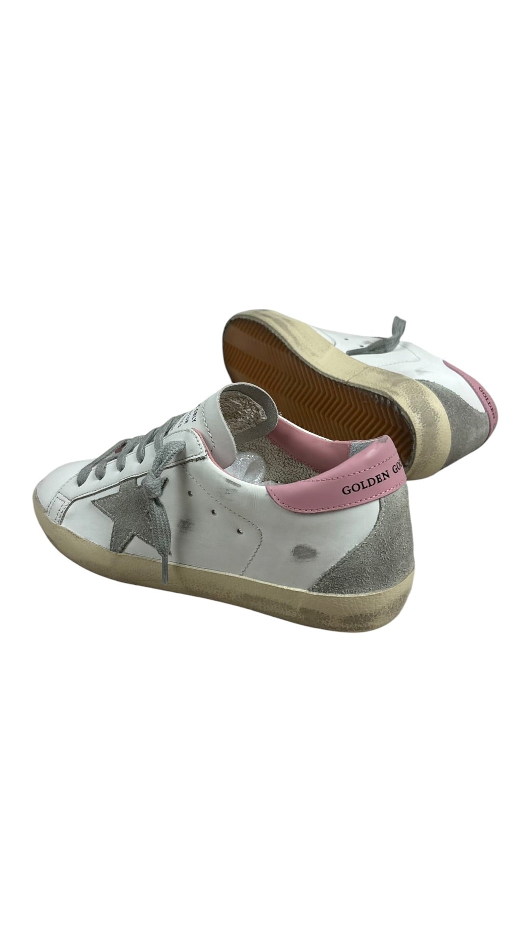 Sneakers Golden Goose Super-Star femme cuir blanc rose clair - Neuf