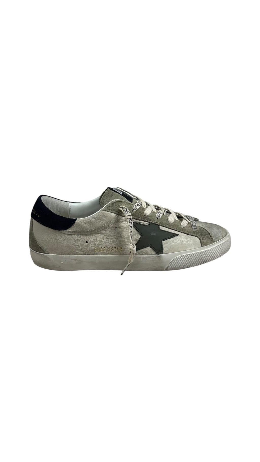 Sneakers Golden Goose Super-Star nappa et daim crème gris olive - Neuf