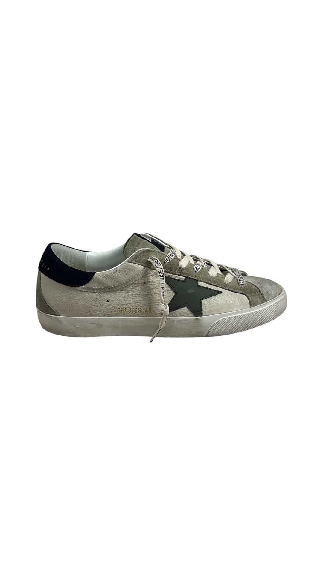 Sneakers Golden Goose Super-Star nappa et daim crème gris olive - Neuf