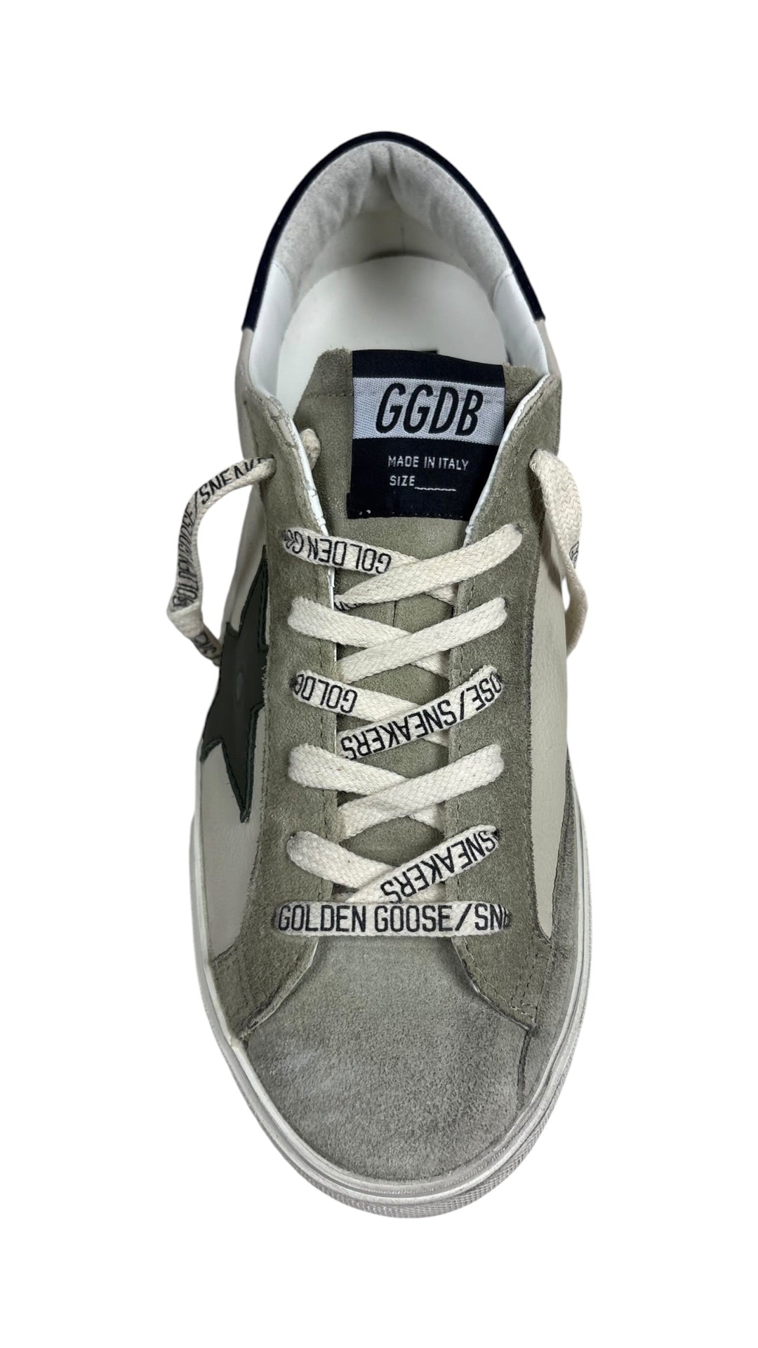 Sneakers Golden Goose Super-Star nappa et daim crème gris olive - Neuf