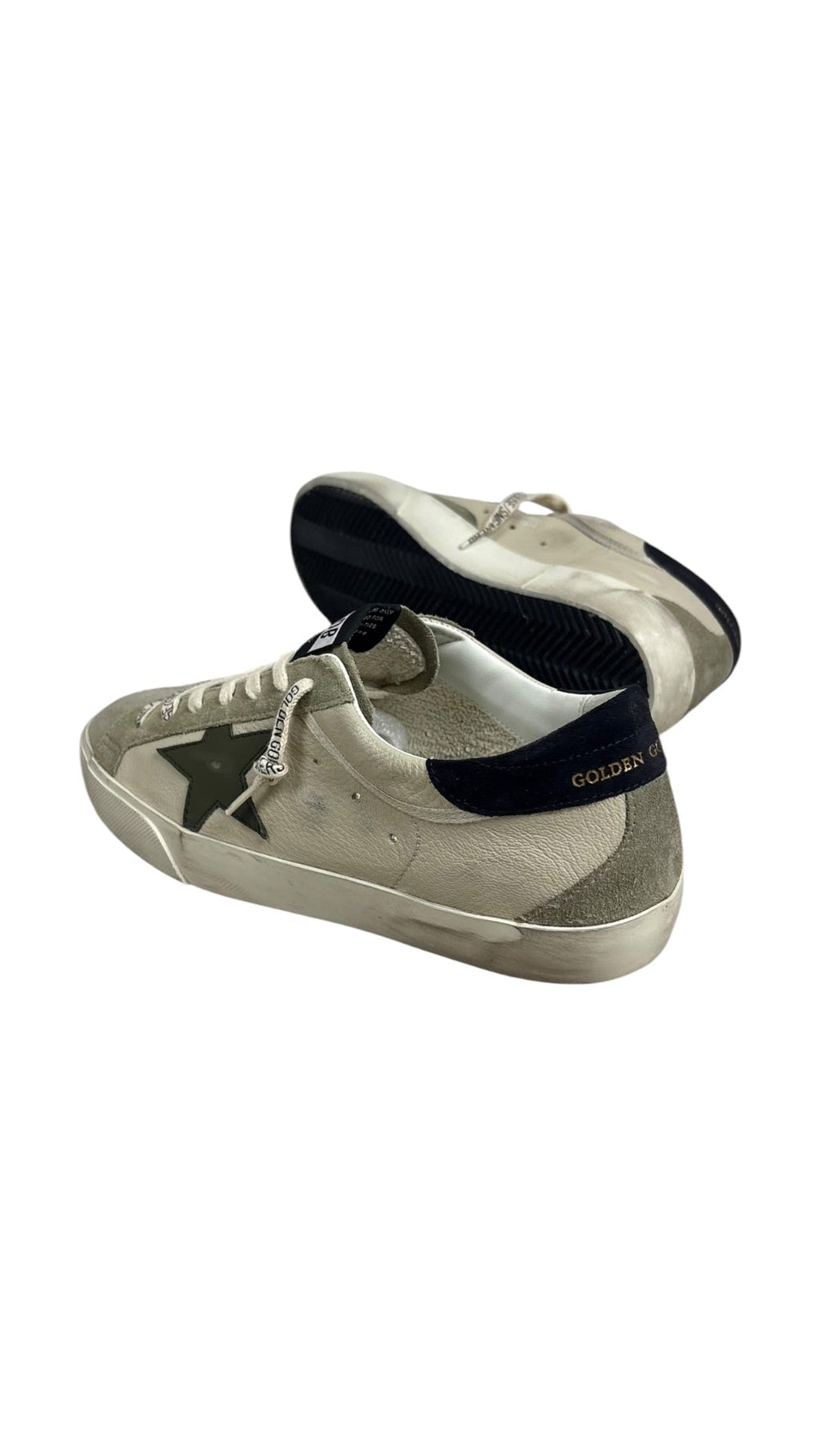 Sneakers Golden Goose Super-Star nappa et daim crème gris olive - Neuf