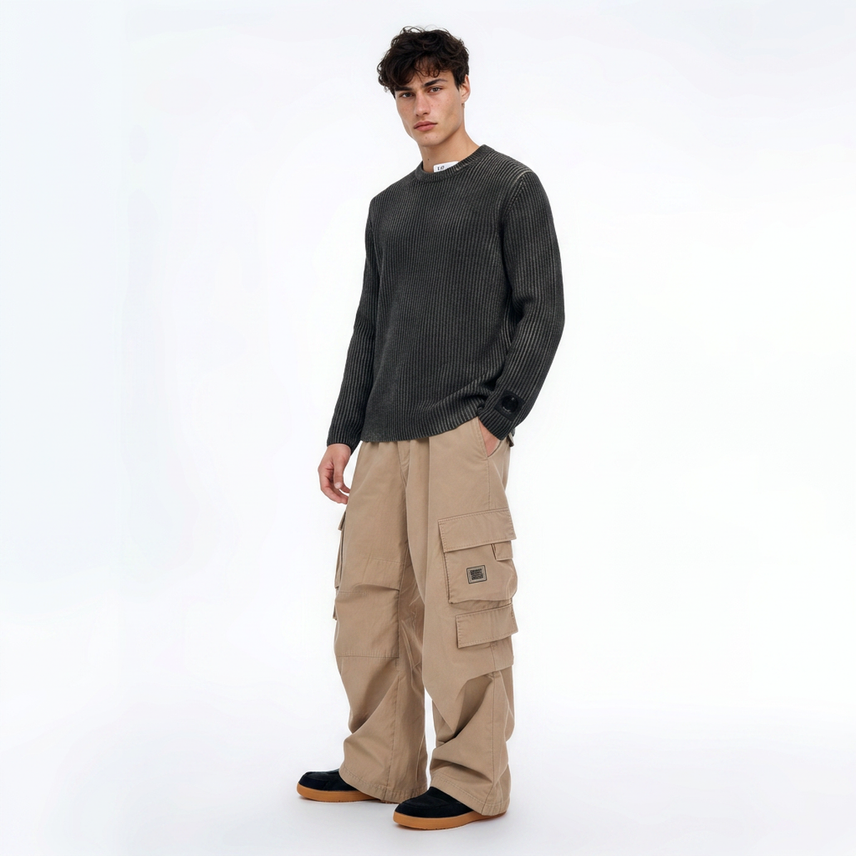 C.P. Company, Chenille Pullover in Raven Grey aus Baumwolle