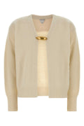 Bottega Veneta Gold-Clasp Cardigan — Beige