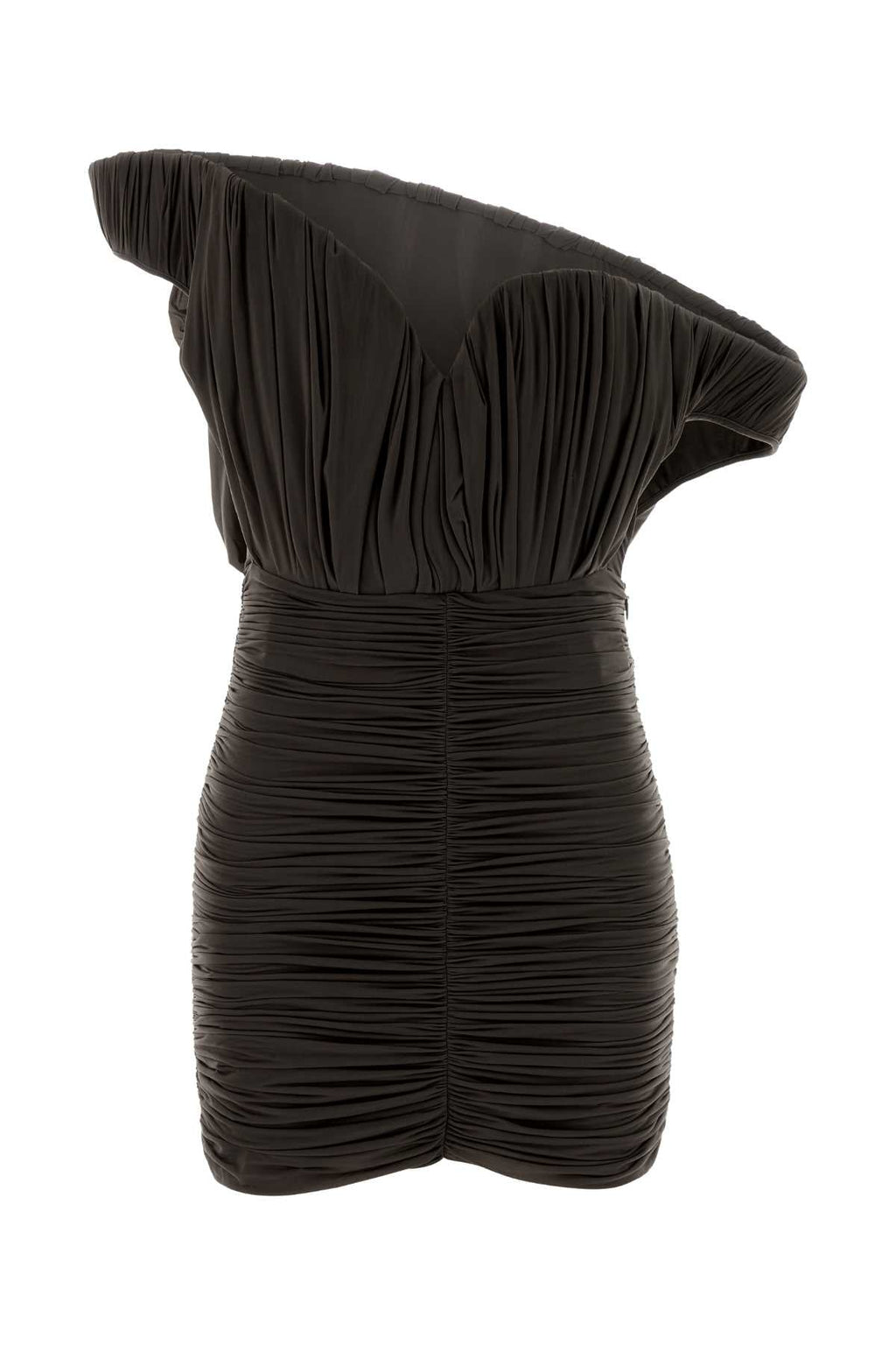 Magda Butrym Ruched Cupro Dress — Brown