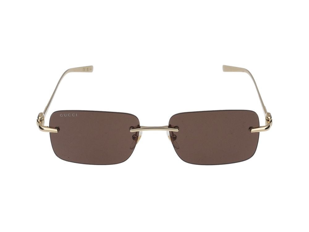 Gucci GG1703S Gold Metal Rectangular Sunglasses — Gold