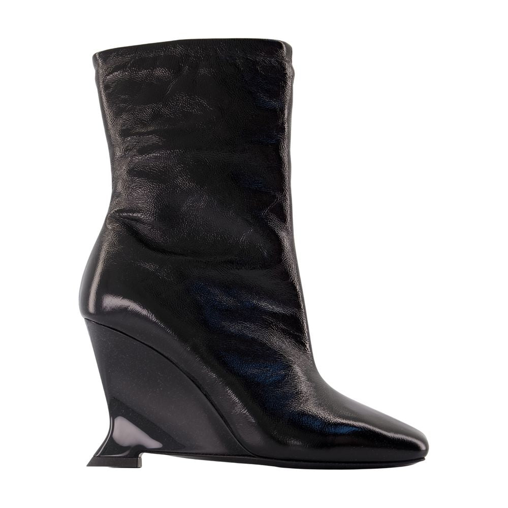 Balmain Calfskin Leather Wedge Ankle Boot — Black