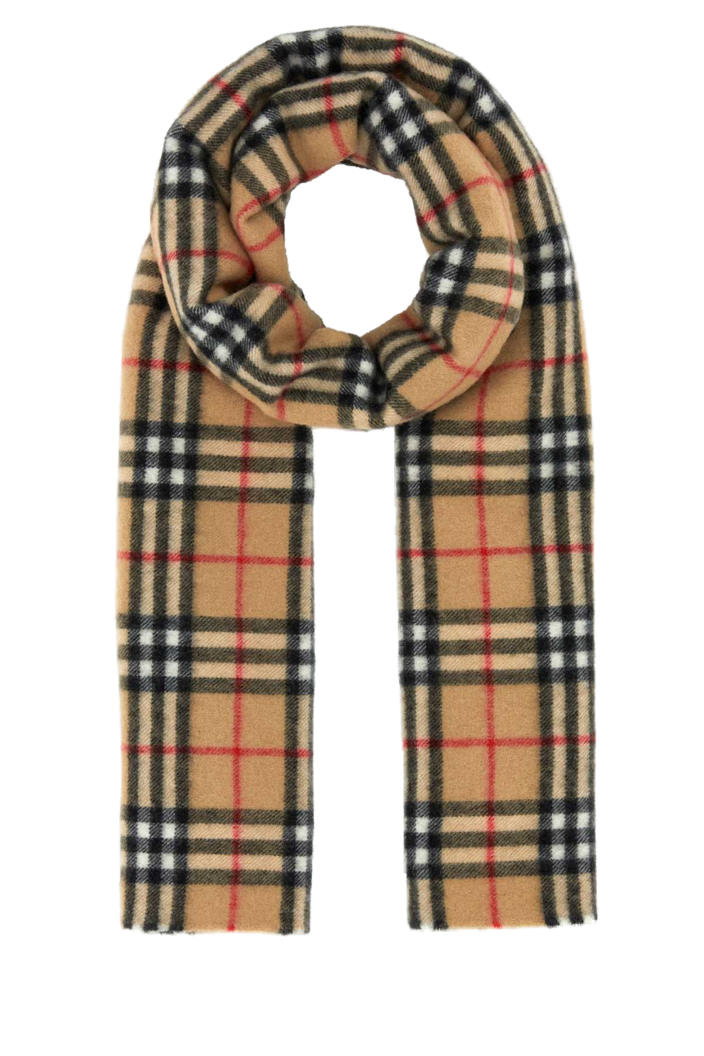 Burberry Cashmere Check Scarf — Beige