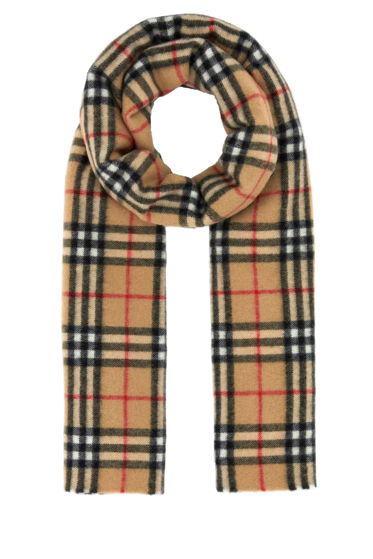 Burberry Cashmere Check Scarf — Beige