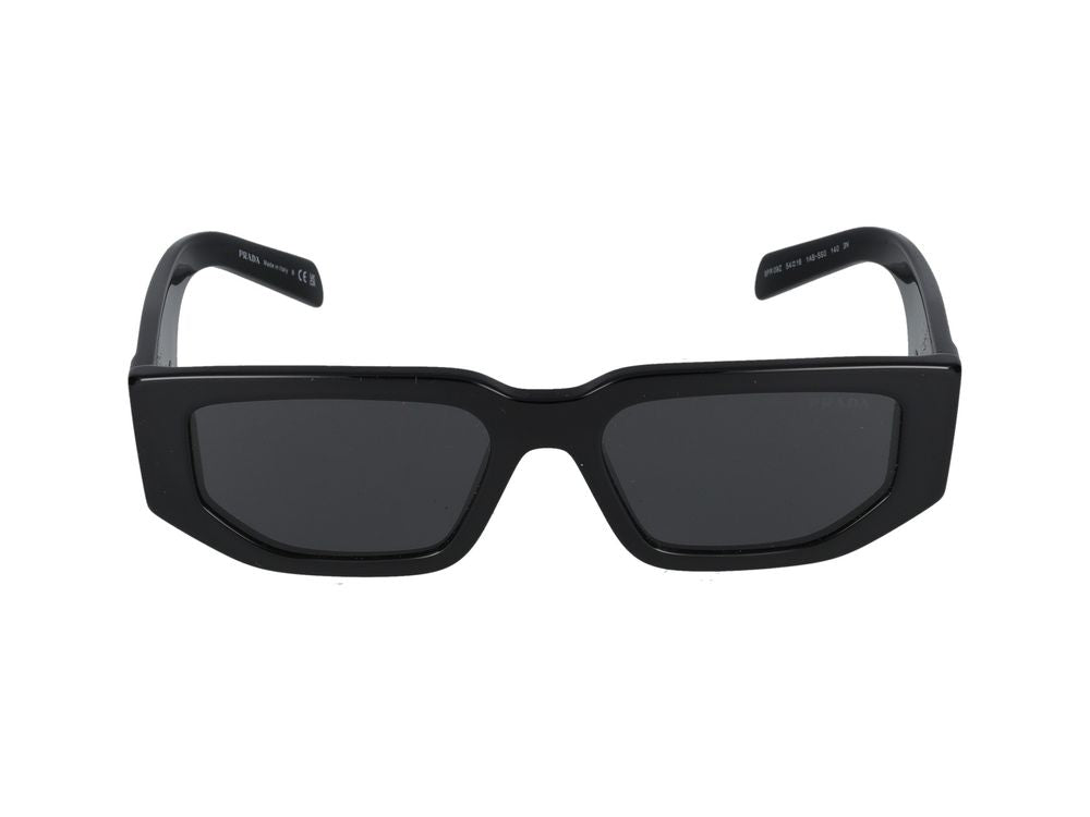 Prada 0PR Rectangle-Frame Sunglasses — Black