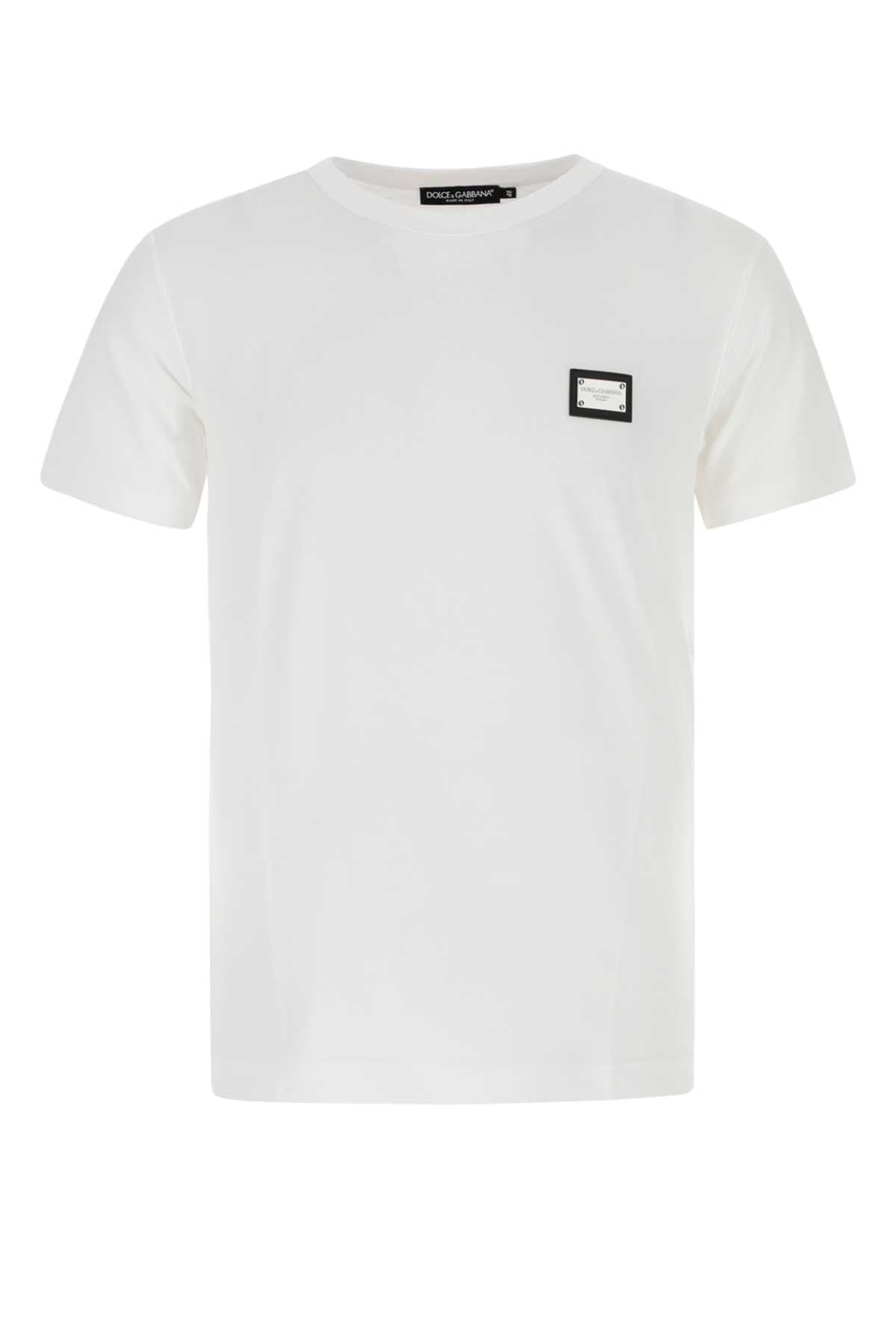 Dolce & Gabbana Logo-Patch Cotton T-Shirt — White