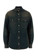 Fendi Cotton Abaca Denim Shirt — Blue