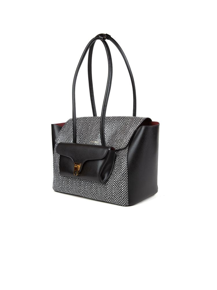 Coccinelle Calf Split Leather Tote Bag — Black