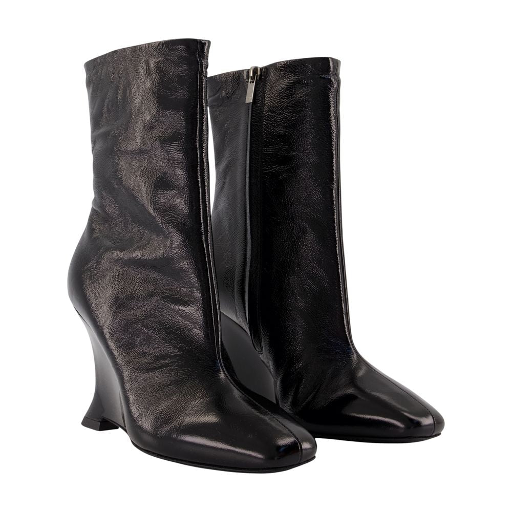 Balmain Calfskin Leather Wedge Ankle Boot — Black