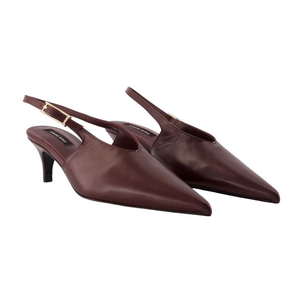 Anine Bing Nelly Buckle Pump — Burgundy