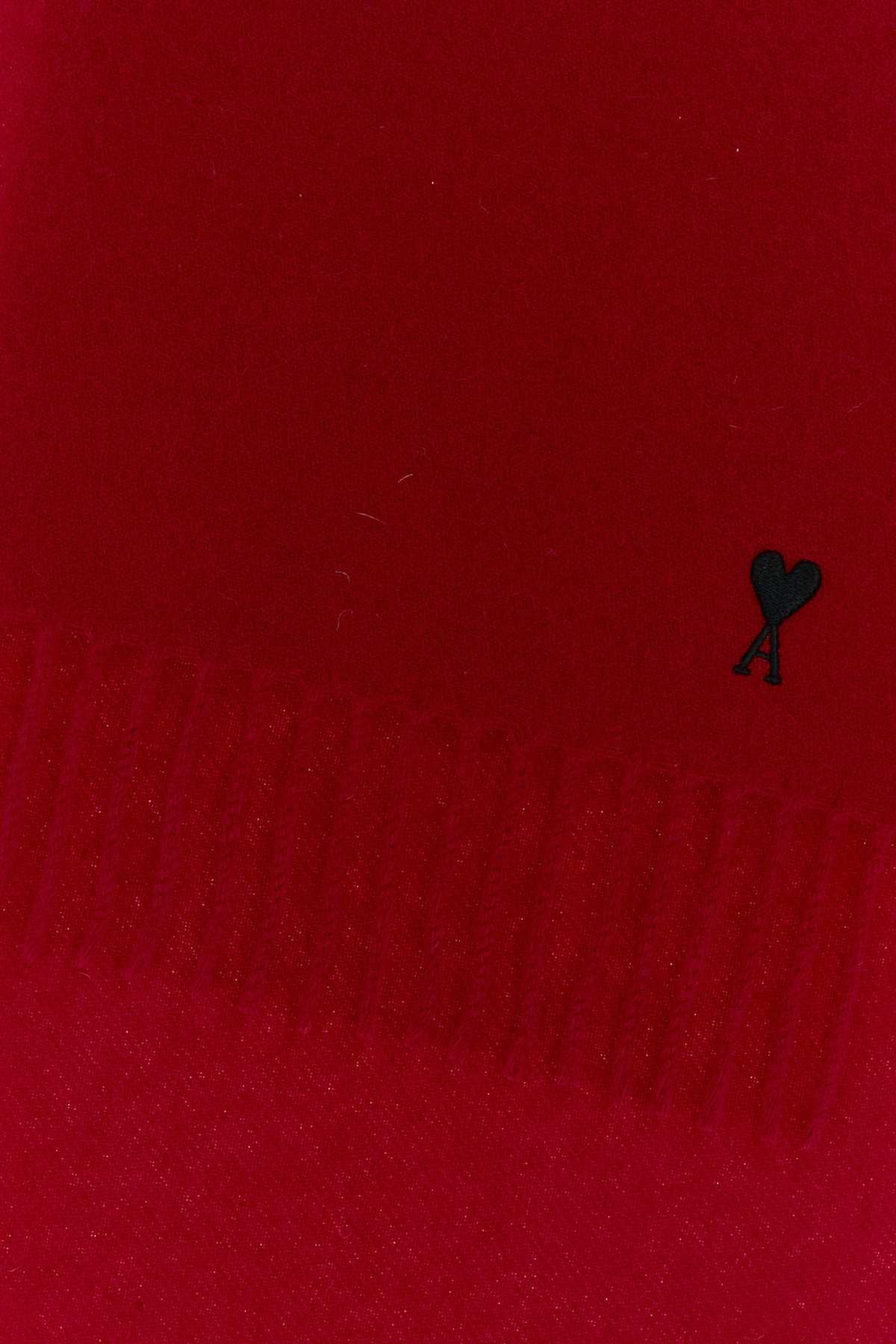 AMI Paris Pure Wool Scarf — Red
