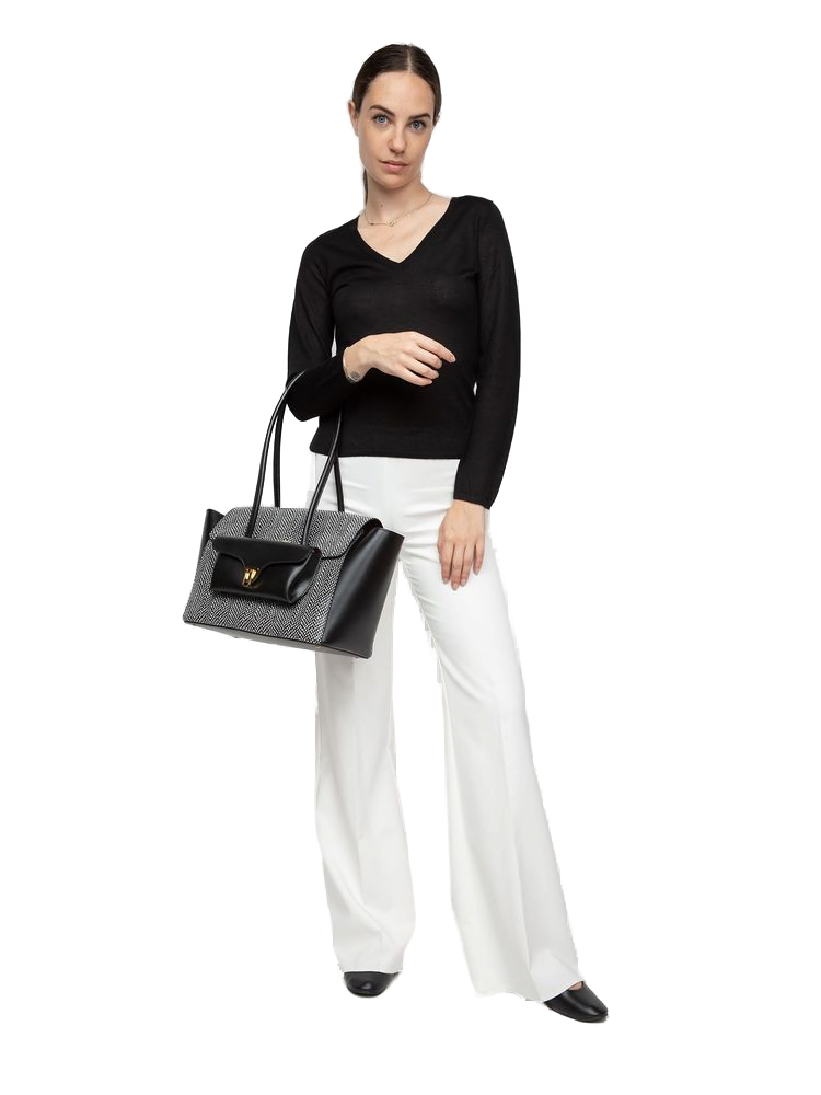 Coccinelle Calf Split Leather Tote Bag — Black