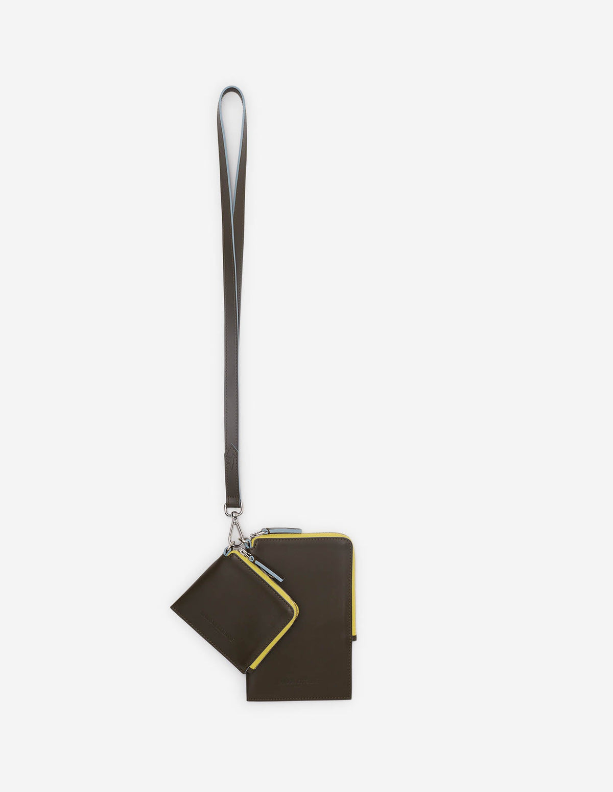 MAISON KITSUNÉ <br>MULTI-POUCHES WITH STRAP KHAKI GREY