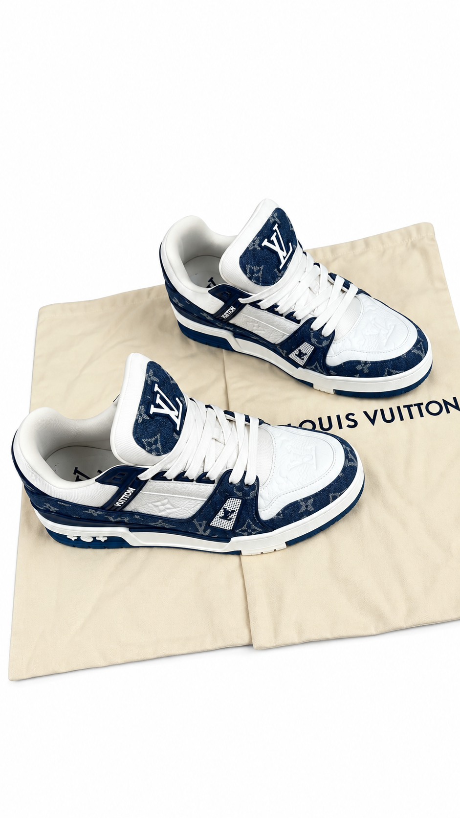 Sneakers Louis Vuitton LV Trainer Monogram Denim - Bleu - Pointure 41